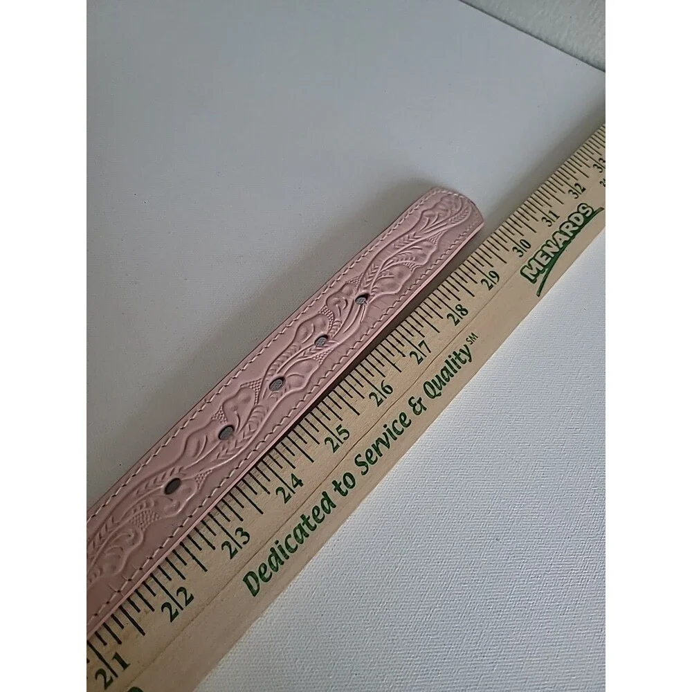 Pink Western-Style Leather Belt with Two-Tone Decorative Buckle